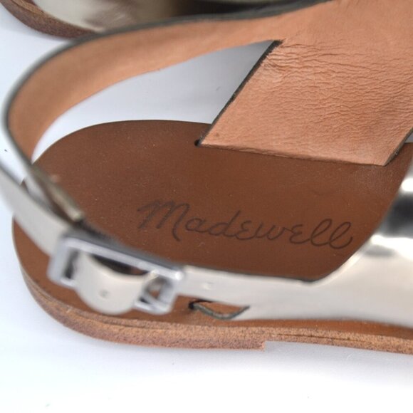 Madewell Toe Ring Crossover Leather Sandals Slingback Flats Silver Women's 7.5 - Picture 6 of 7